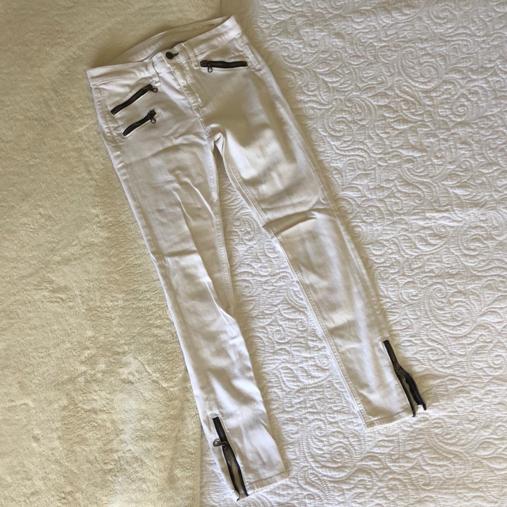 Rag & Bone White Zippered Jeans